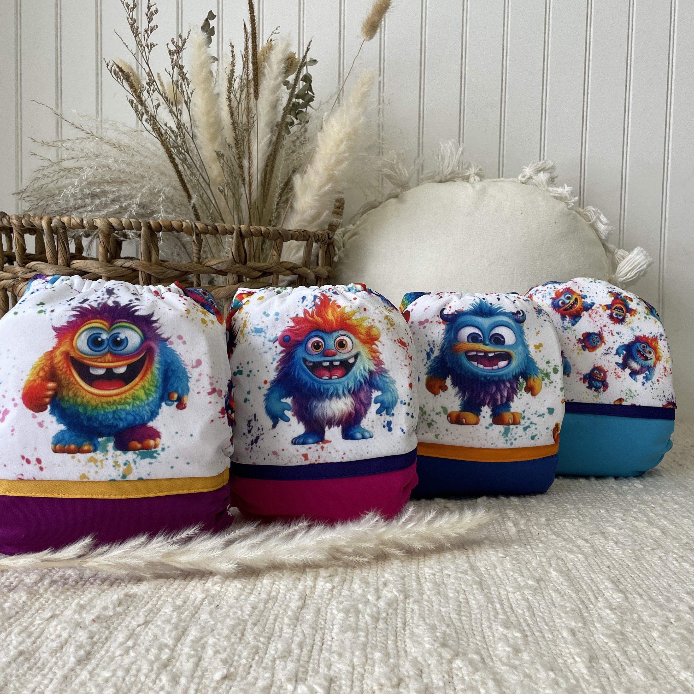 Couche lavable | taille NOUVEAU-NÉ | P'tits Monstres (wrap) - Les Confections Lili